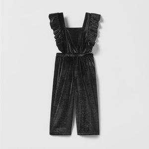 Zara Girls Ruffled Cut Out Velvet Jumpsuit